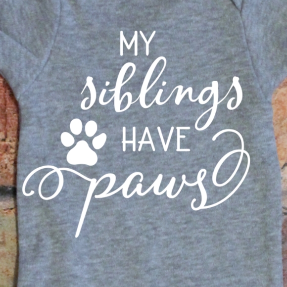 My Siblings Have Paws - grey onesie - Picture 2 of 3